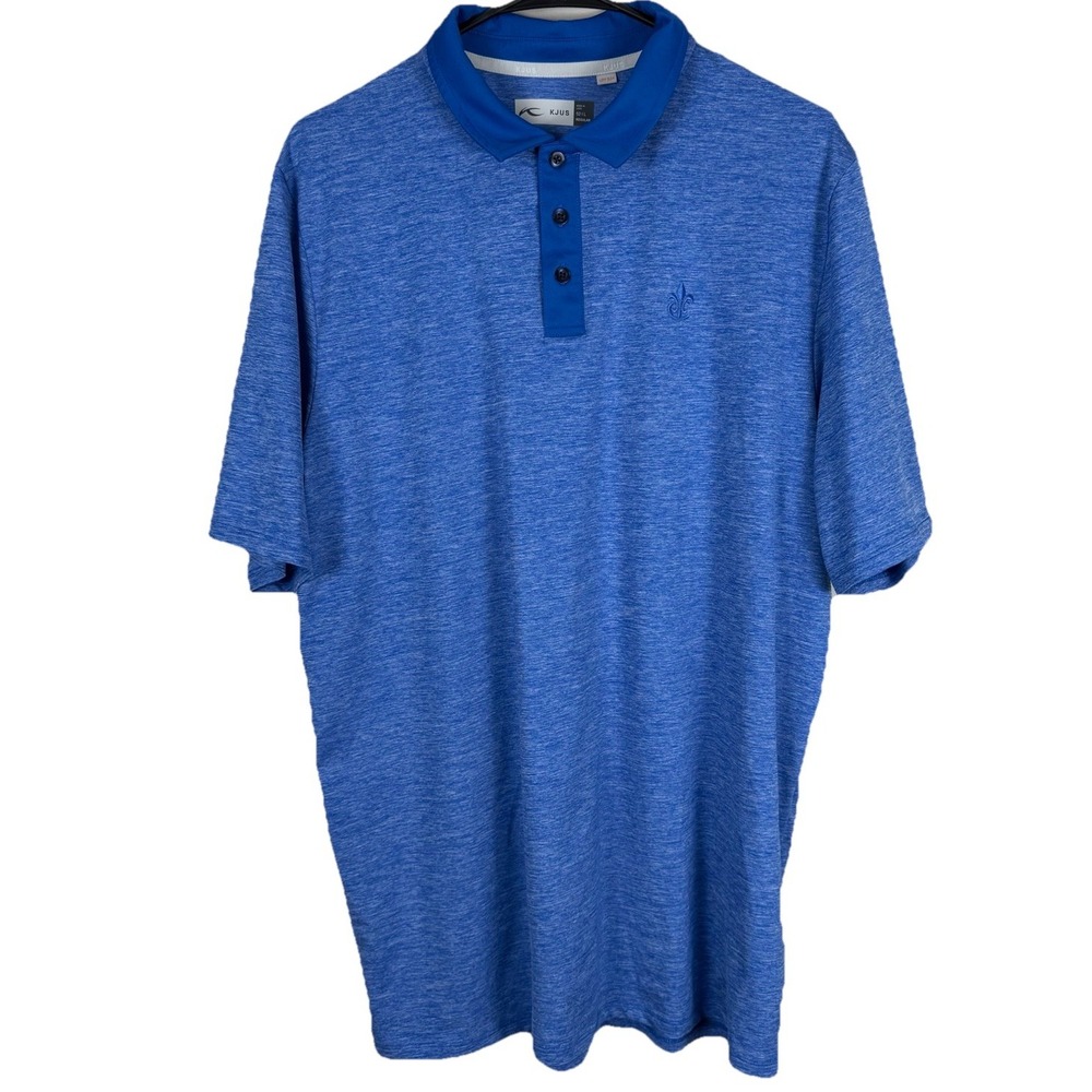 KJUS Polo Shirt Mens Large Blue Luca S/S Golf UPF 50+‎ Performance Stretch